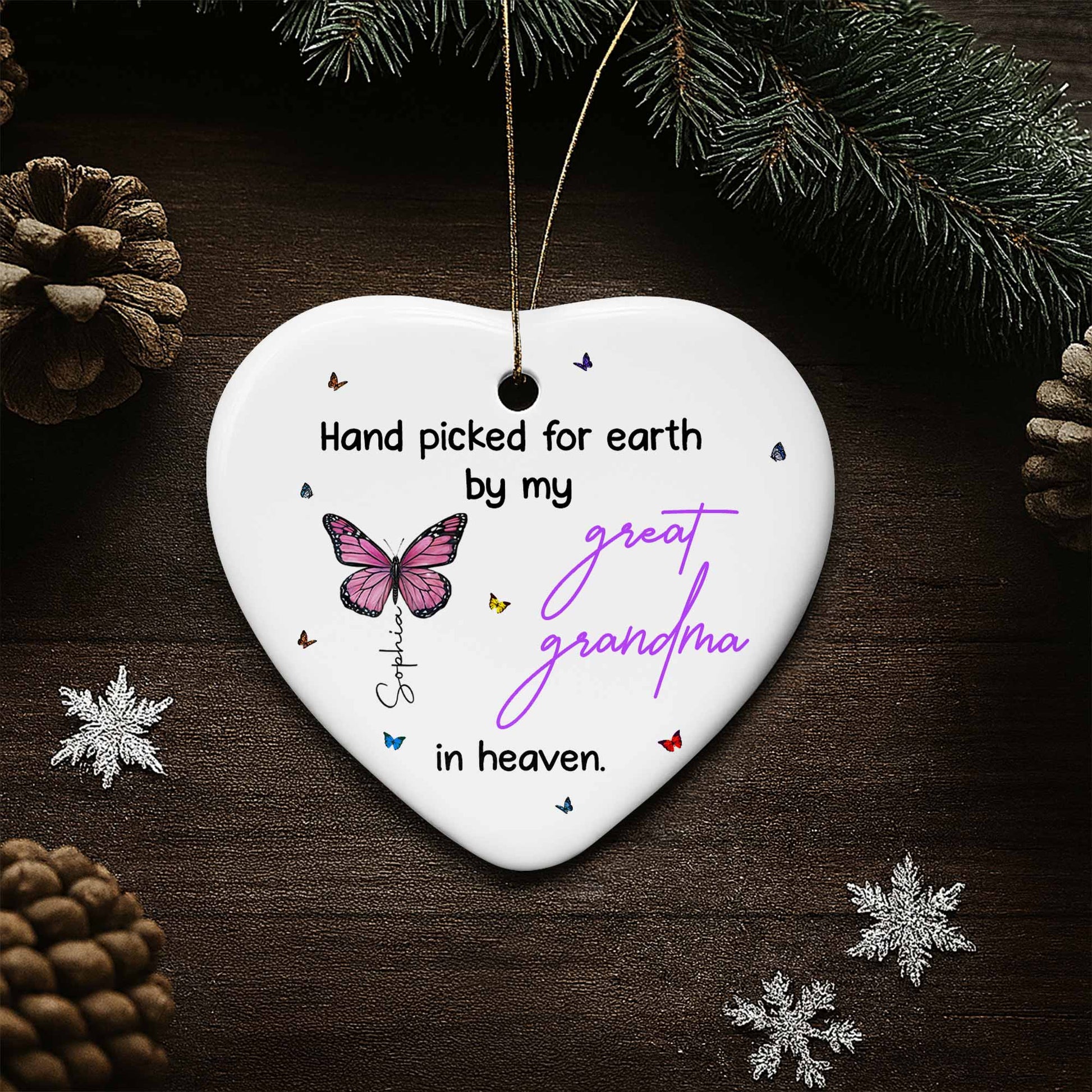 Hand Picked For Earth, Butterflies Heart Ornament