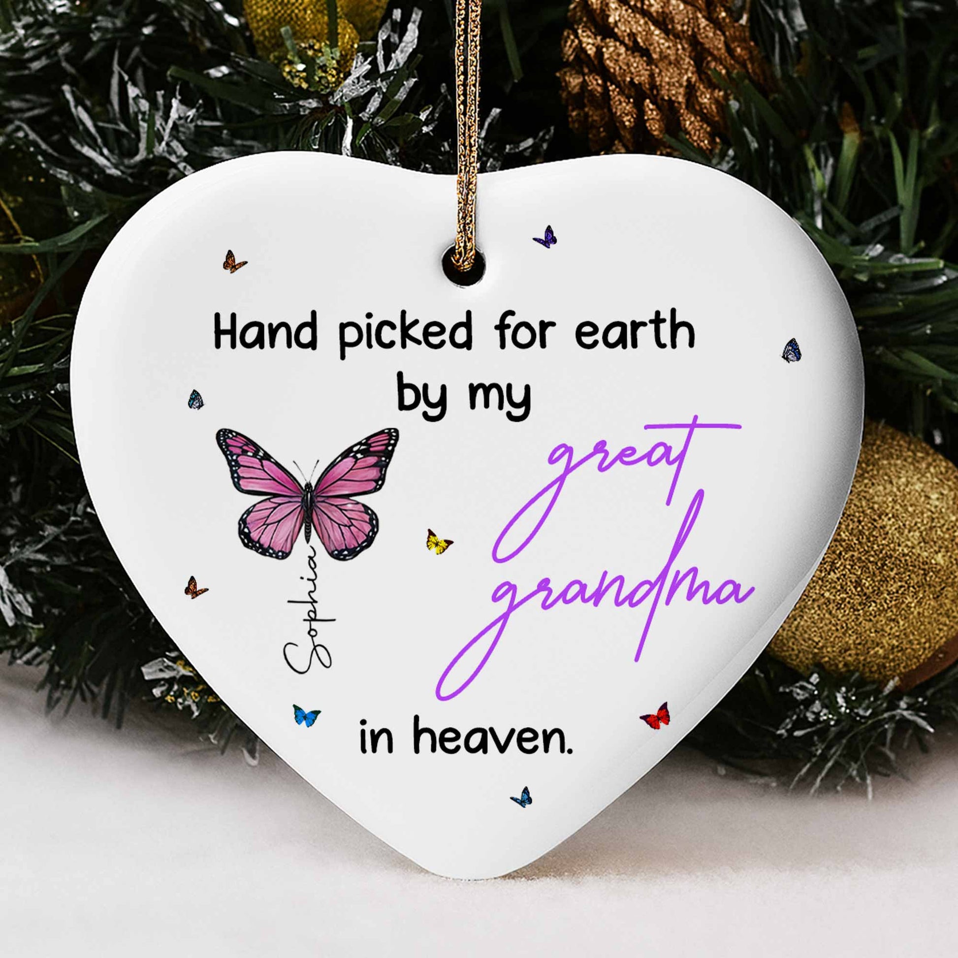 Hand Picked For Earth, Butterflies Heart Ornament