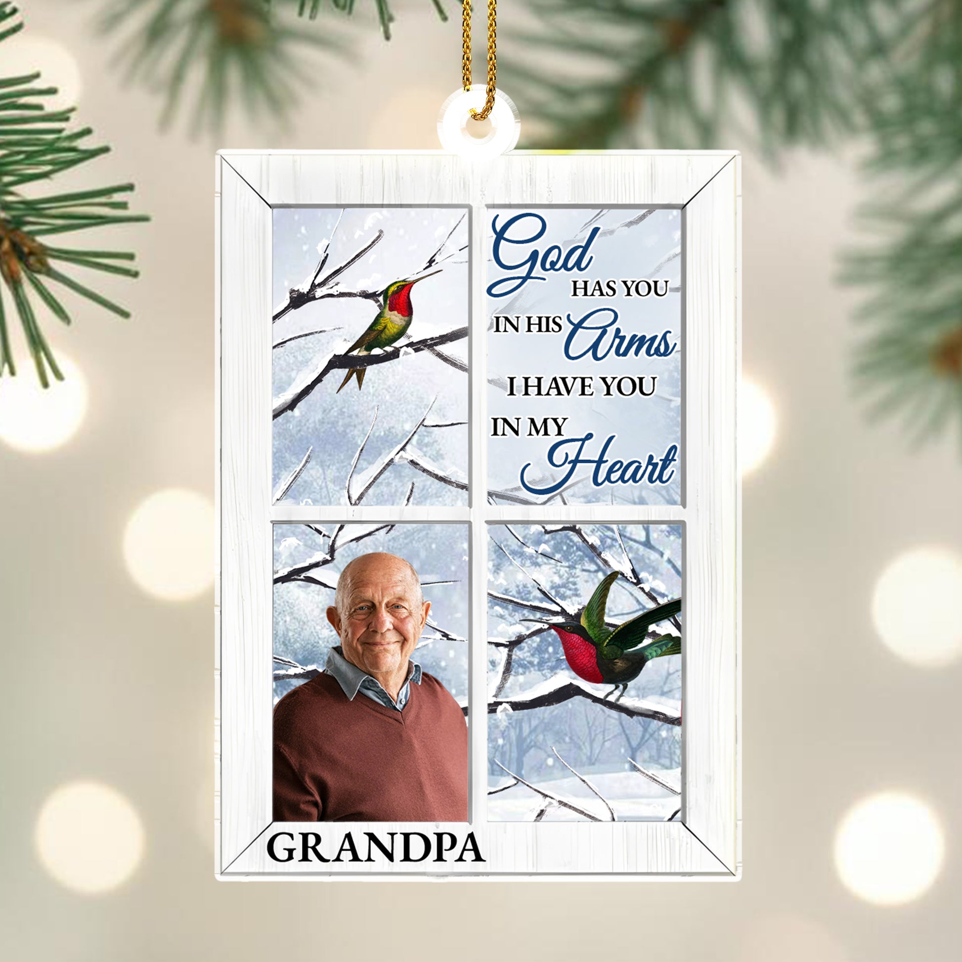 Christmas Memorial Gift With Bird And Snow Scene