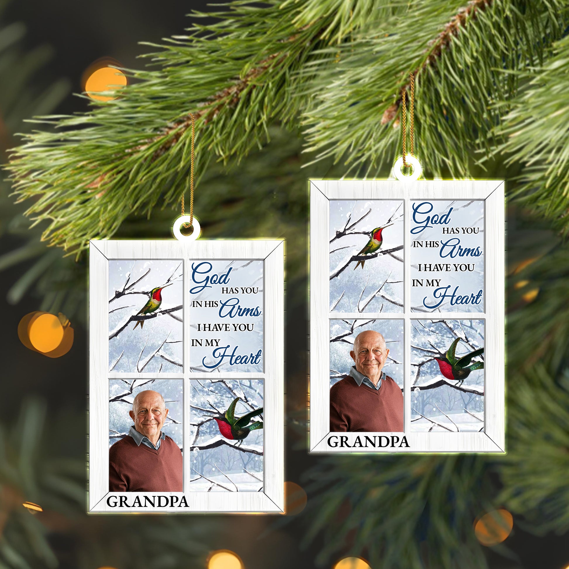 Christmas Memorial Gift With Bird And Snow Scene