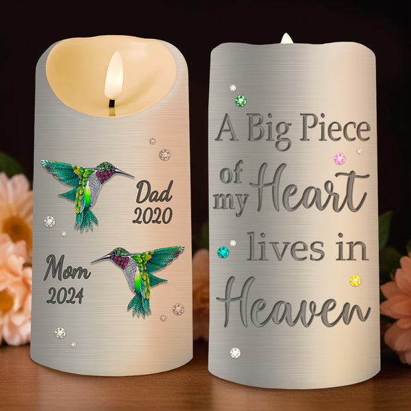 Un gran pedazo de mi corazón vive en el cielo con colibríes - Vela LED personalizada - HME121_LECA