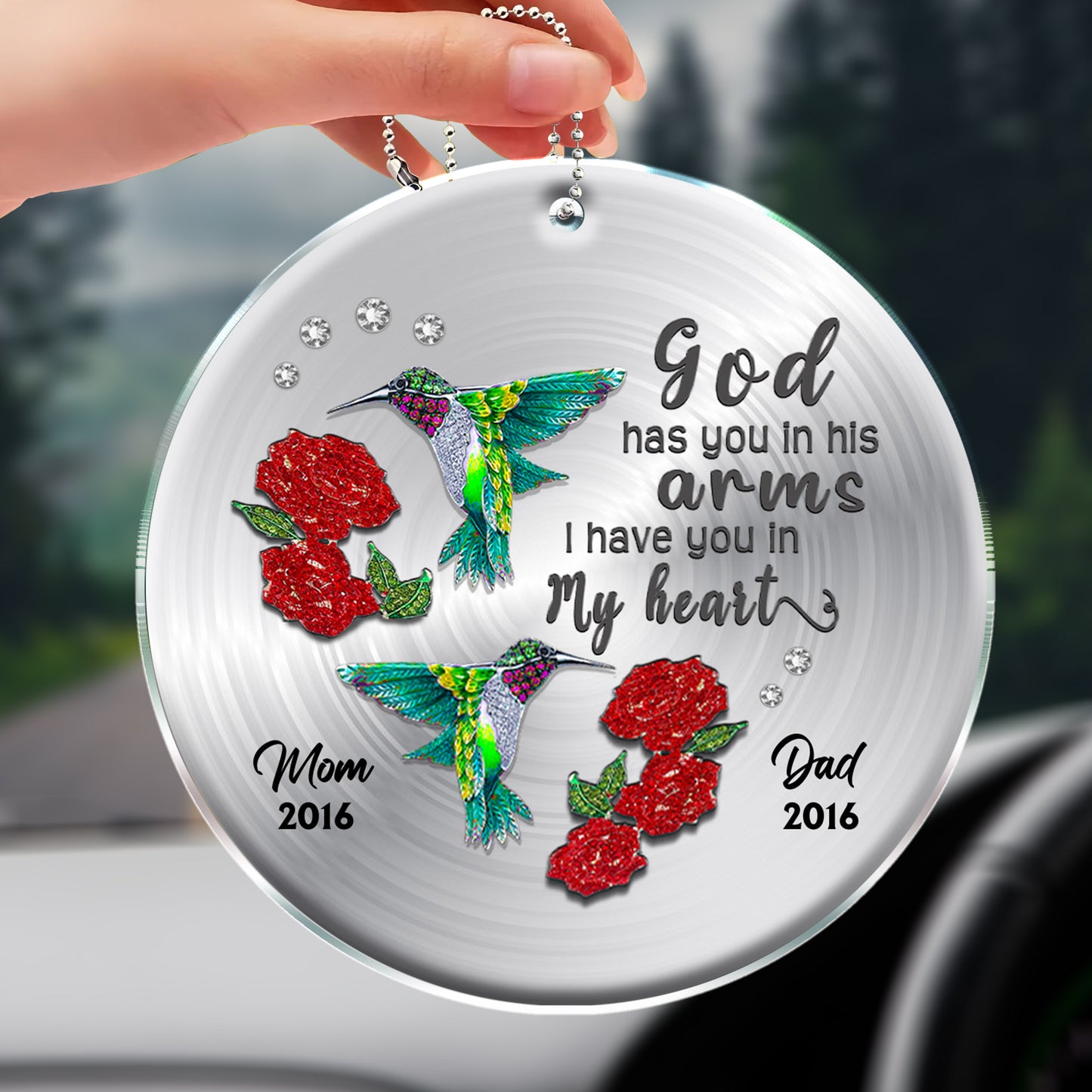 God Has You In His Arms, I Have You In My Heart Hummingbird Ornament