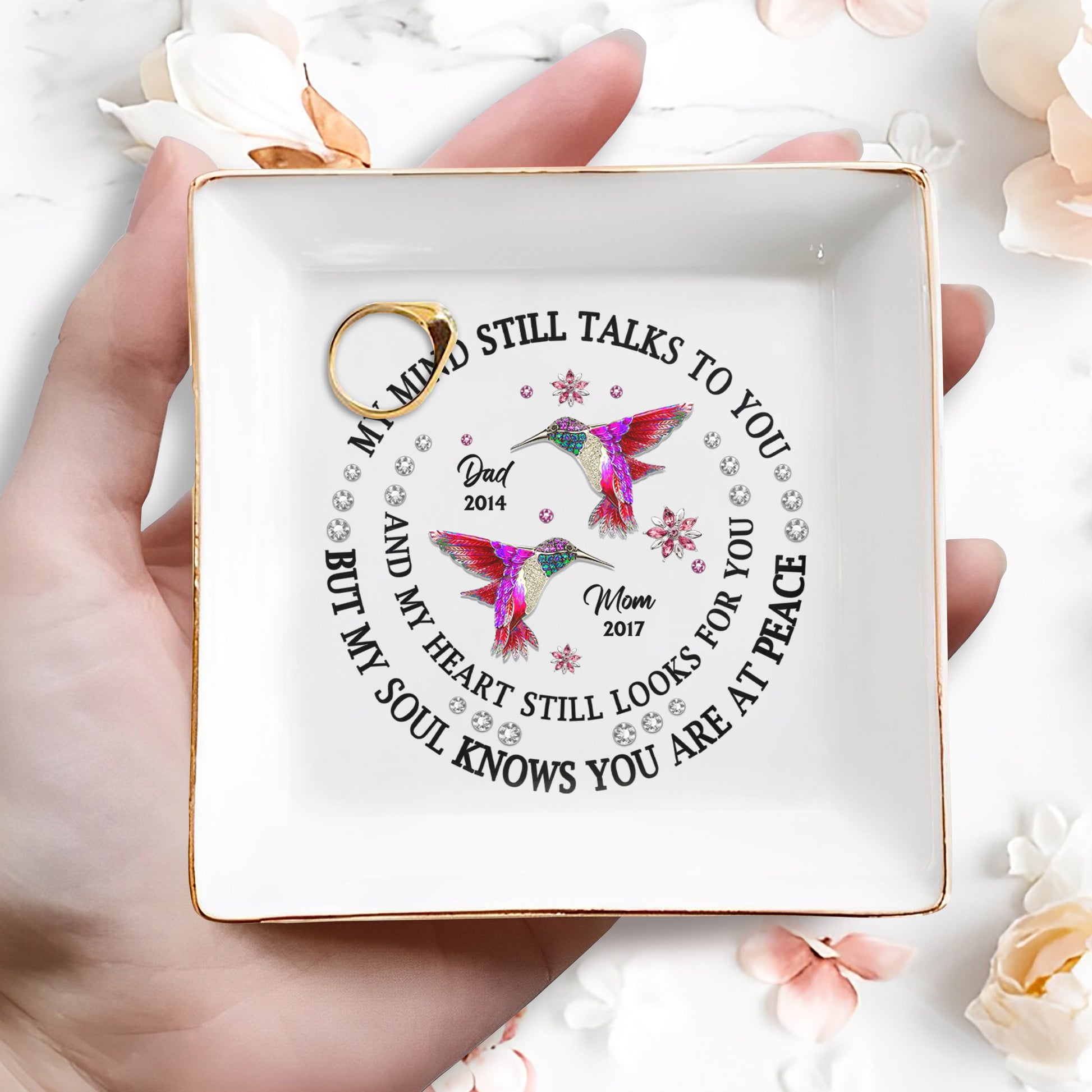 My Mind Still Talks To You, Hummingbirds Memorial Jewelry Dish