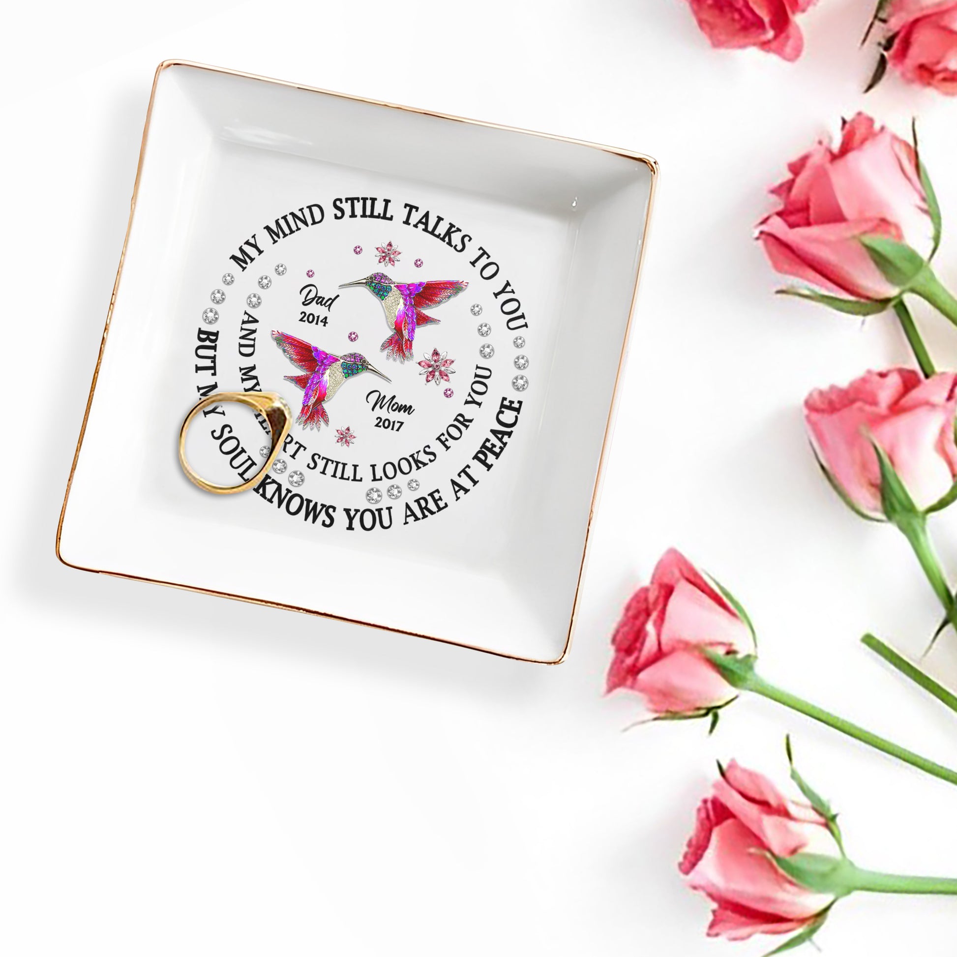 My Mind Still Talks To You, Hummingbirds Memorial Jewelry Dish
