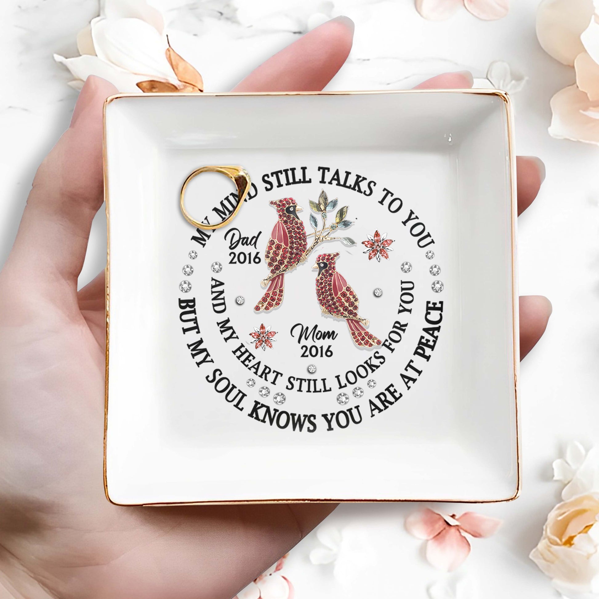 Heartfelt Memorial Message With Birds And Flowers