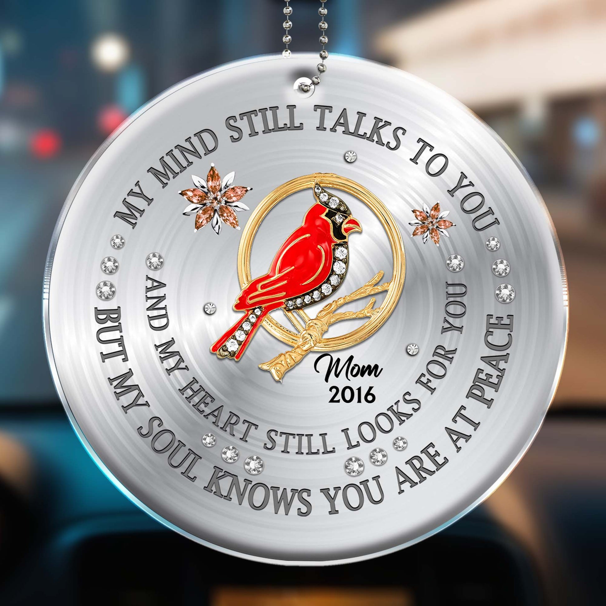 Cardinal And Cross Memorial Peace Ornament