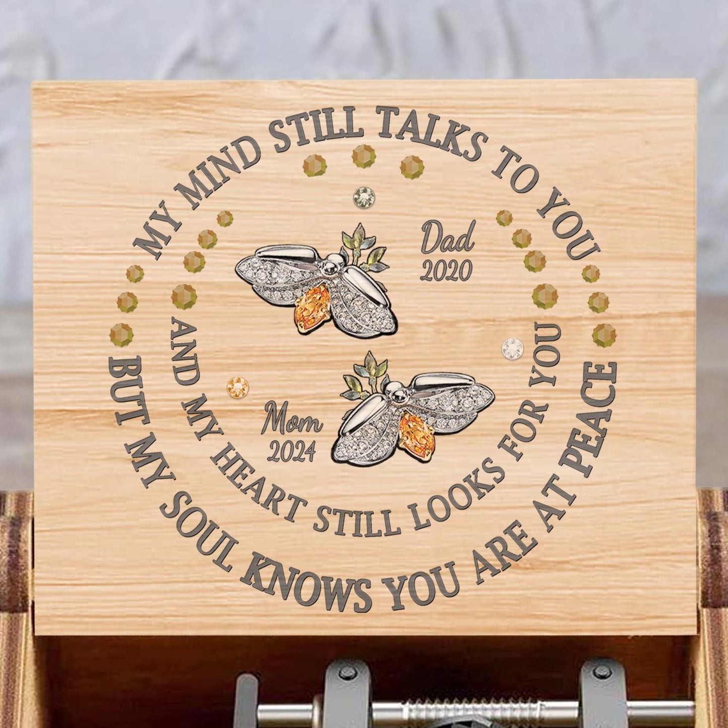 Angel Wings With Peaceful Remembrance Quote Music Box