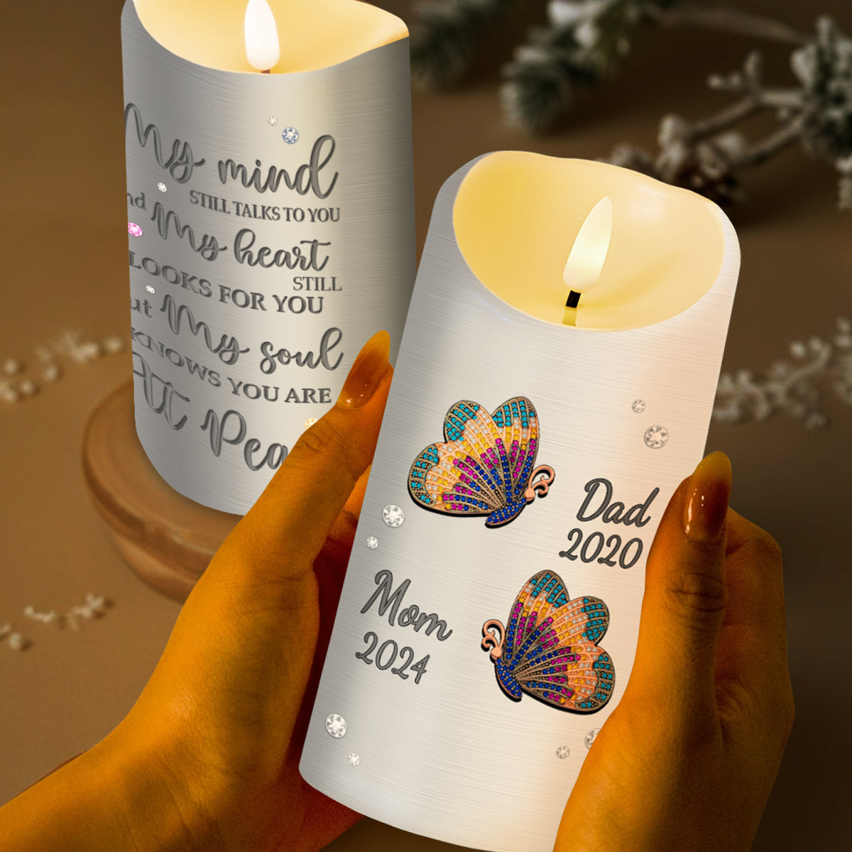 My Soul Knows You Are At Peace Butterflies LED Candle