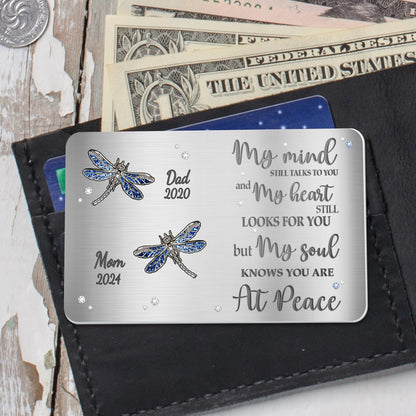 My Soul Knows You Are At Peace Dragonflies Memorial Wallet Card