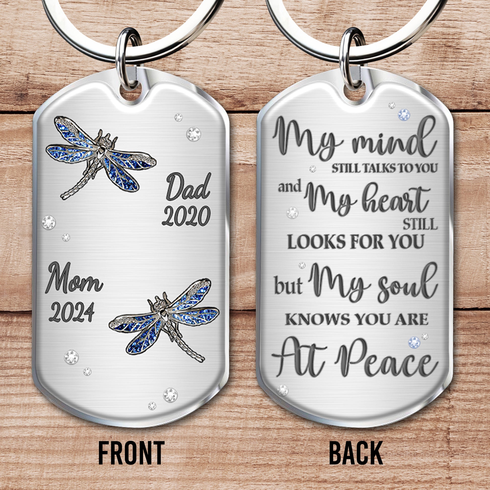 My Soul Knows You Are At Peace Memorial Dragonfly Keychain