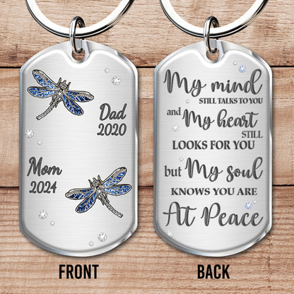 My Soul Knows You Are At Peace Memorial Dragonfly Keychain