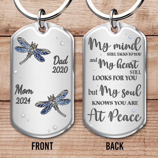 My Soul Knows You Are At Peace Memorial Dragonfly Keychain