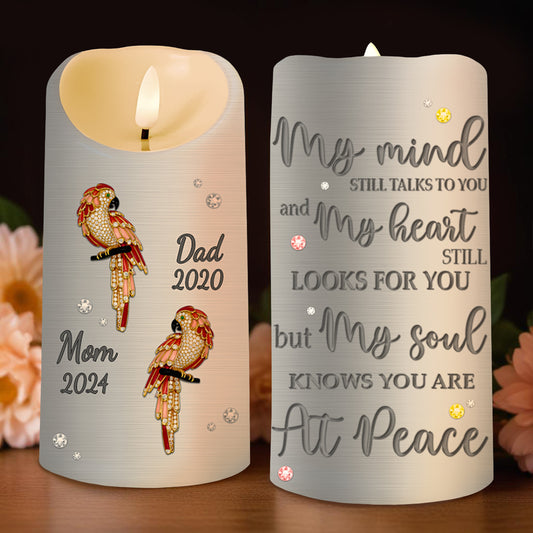 Soulful Peace LED Candle With Parrots And Floral Design - Personalized Custom LED Candle - HME132_LECA