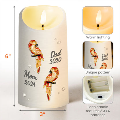 Soulful Peace LED Candle With Parrots And Floral Design - Personalized Custom LED Candle - HME132_LECA