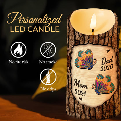 Butterfly And Heart Memorial Custom LED Candle