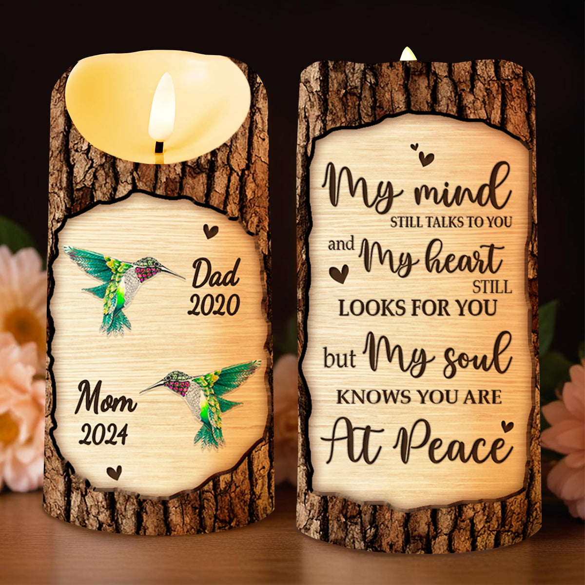 Soul At Peace Memorial LED Candle With Hummingbird Design