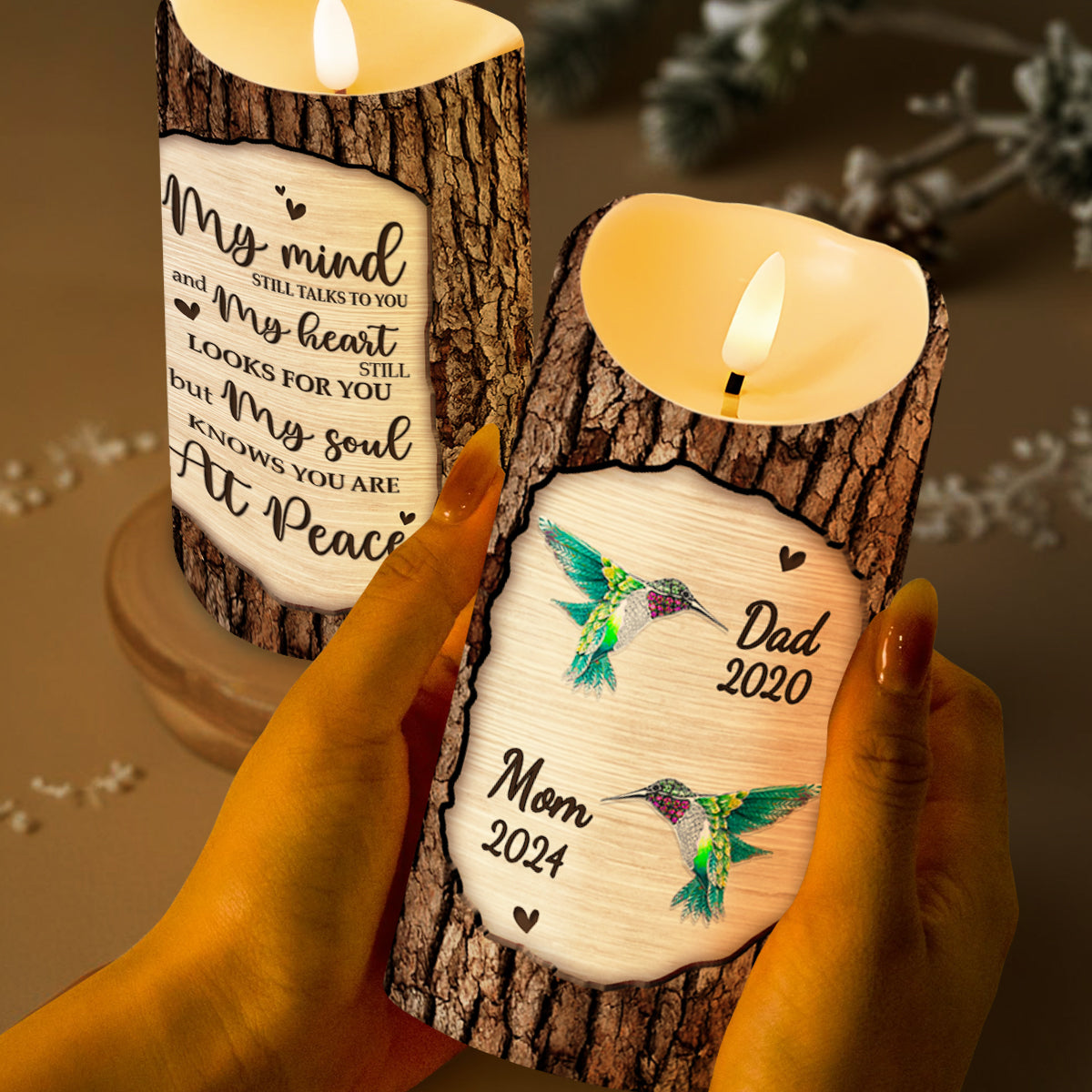 Soul At Peace Memorial LED Candle With Hummingbird Design