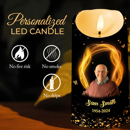 Memory Of A Beautifully Lived Life and Deeply Loved Heart - Personalized Custom LED Candle - HME146_LECA