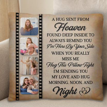 Heavenly Hug Sentimental Pillow With Film Strip Design - Personalized Custom Pillow, Insert Included - HME147_PLW