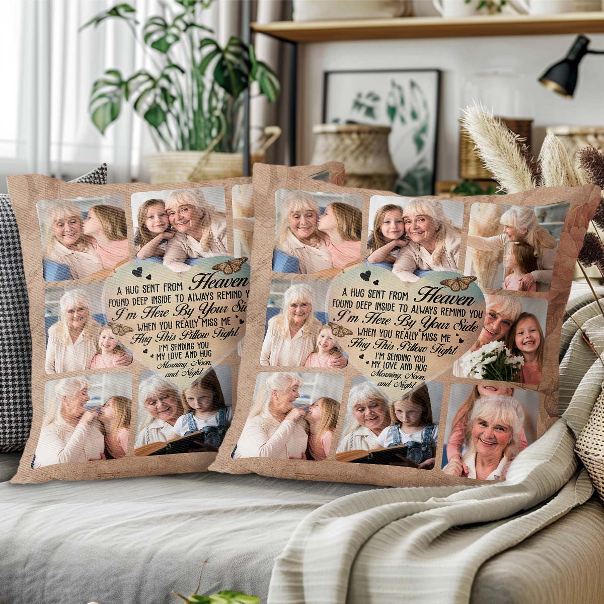 Heavenly Hug Sent From Angel Wings Heart Pillow