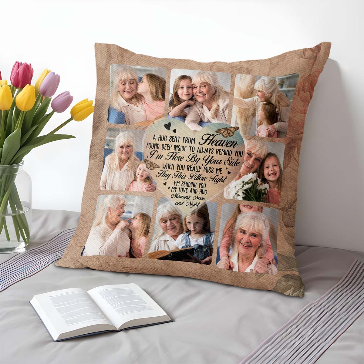 Heavenly Hug Sent From Angel Wings Heart Pillow