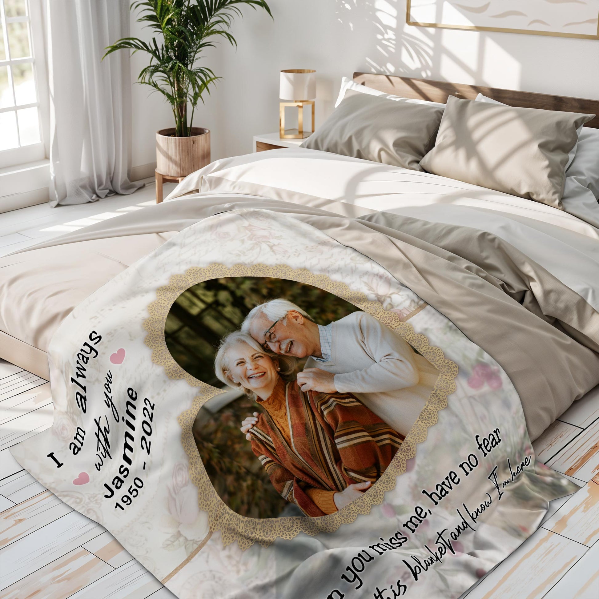 Wrap This Blanket And Know I'm Here With Floral Pattern And Heart Frame