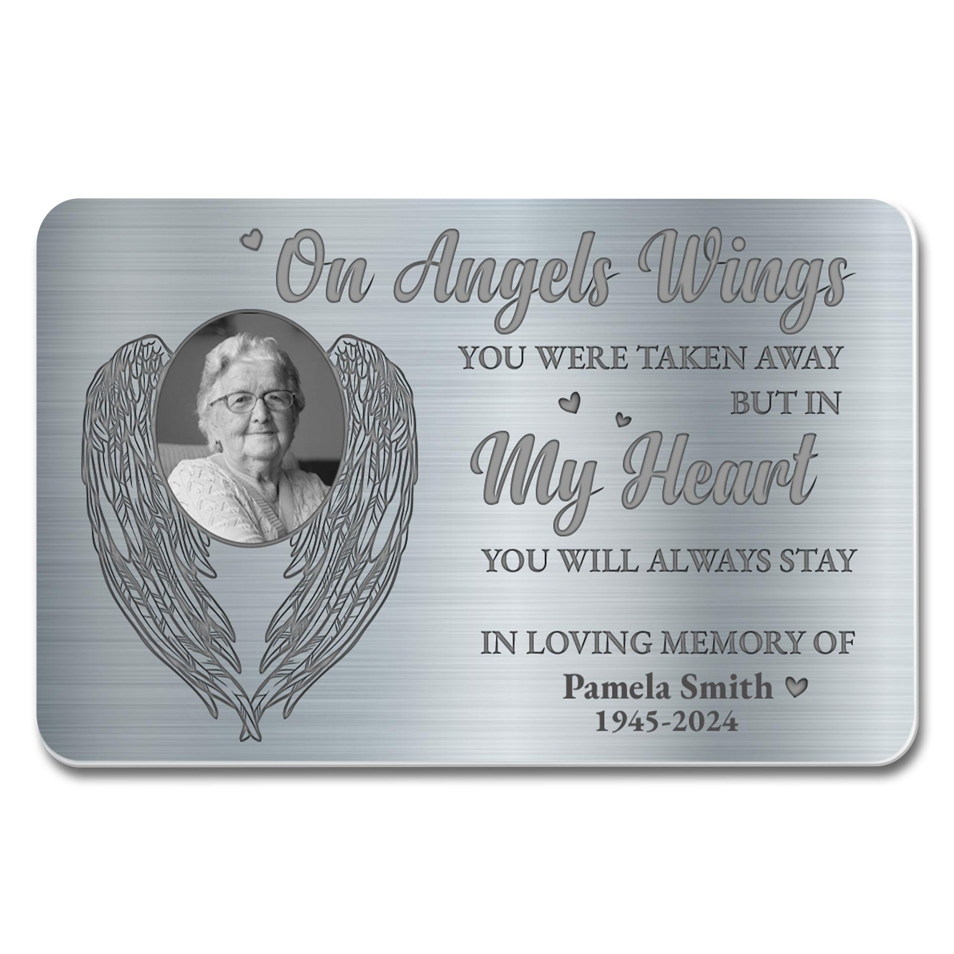 On Angels Wings Memorial Heart Angel Wings Tribute
