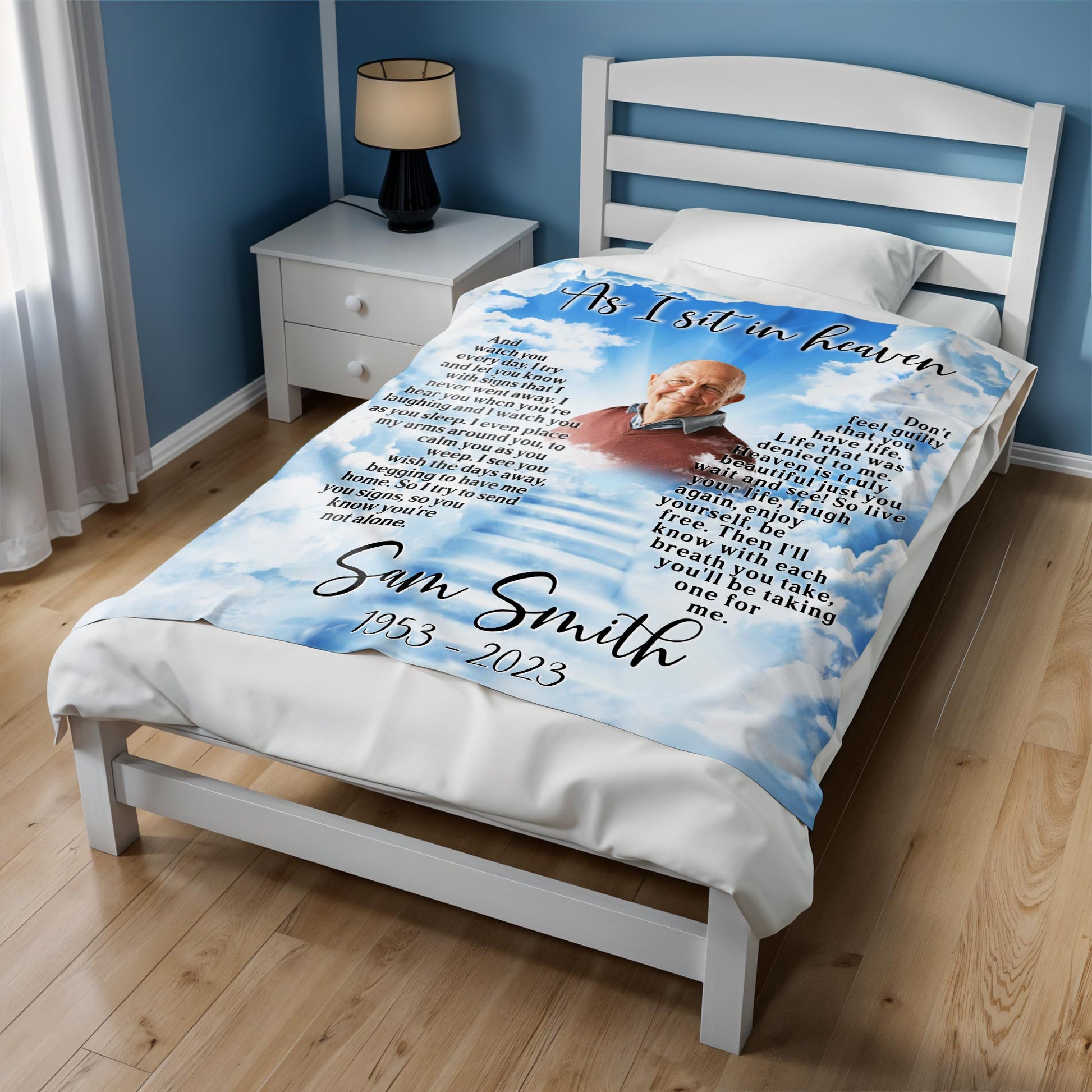 As I Sit In Heaven Clouds And Portrait Heartfelt Blanket