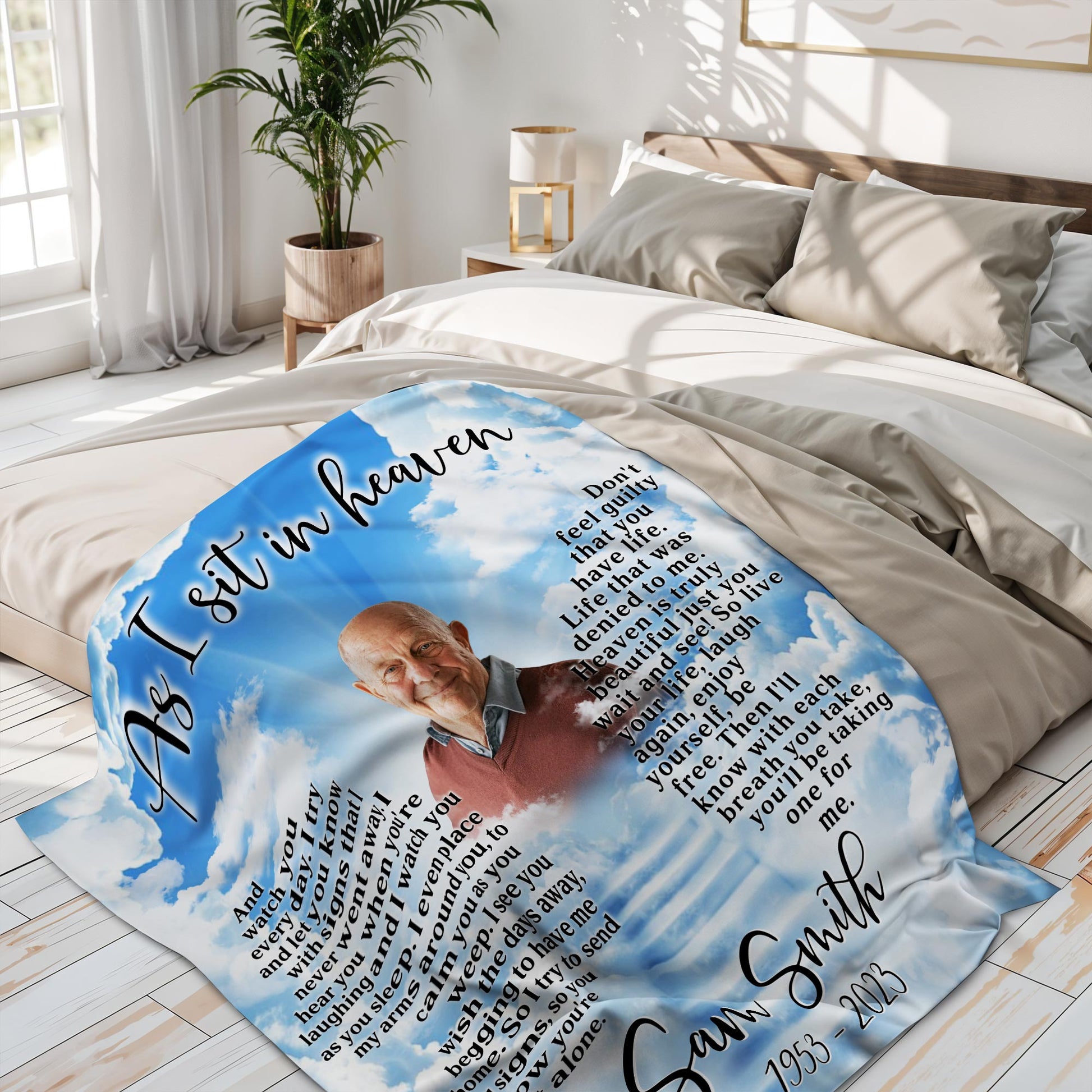 As I Sit In Heaven Clouds And Portrait Heartfelt Blanket