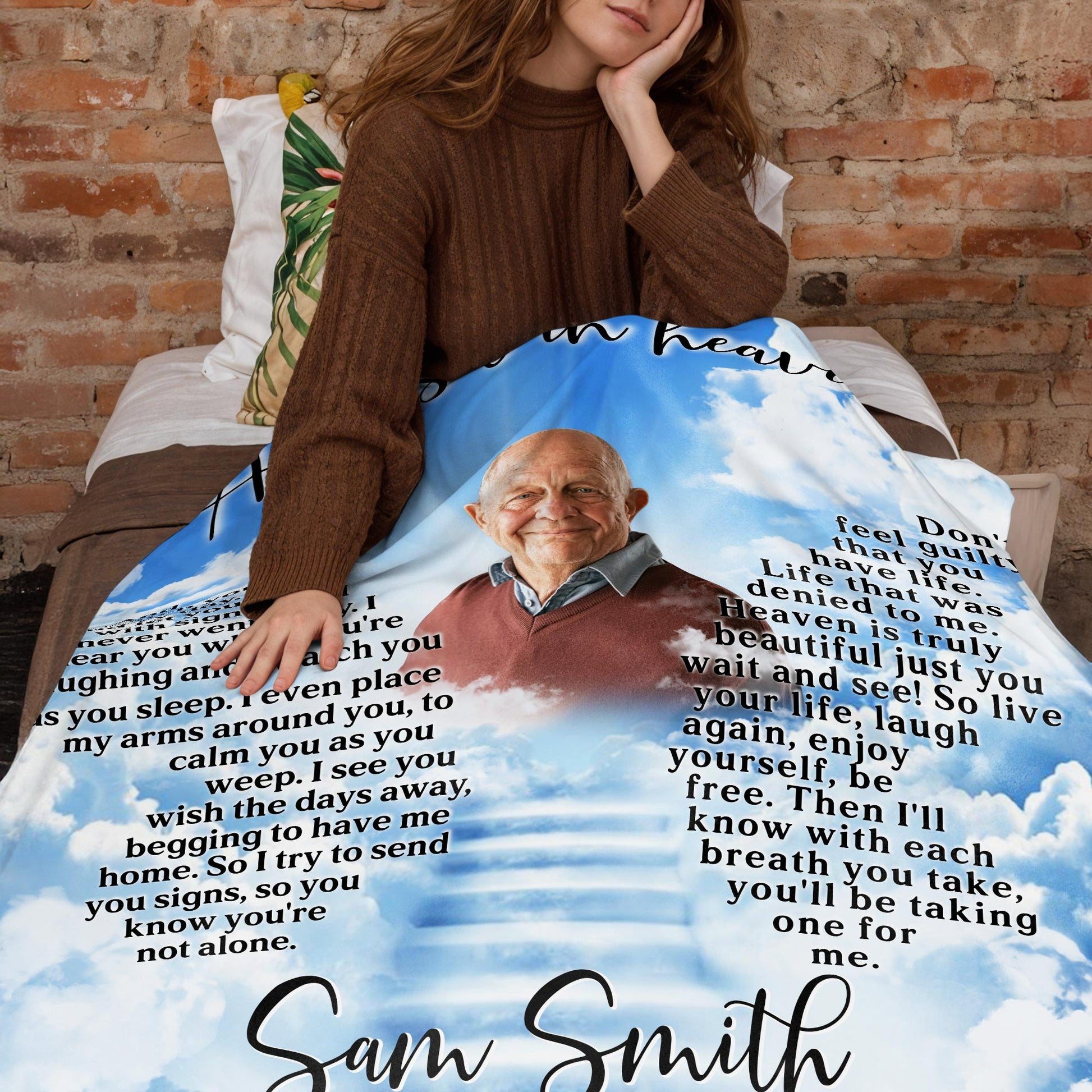 As I Sit In Heaven Clouds And Portrait Heartfelt Blanket