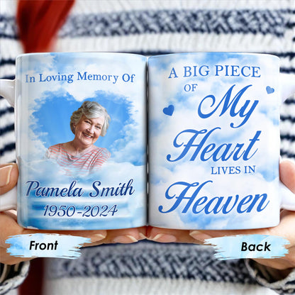 A Big Piece Of My Heart Lives In Heaven With Clouds And Hearts