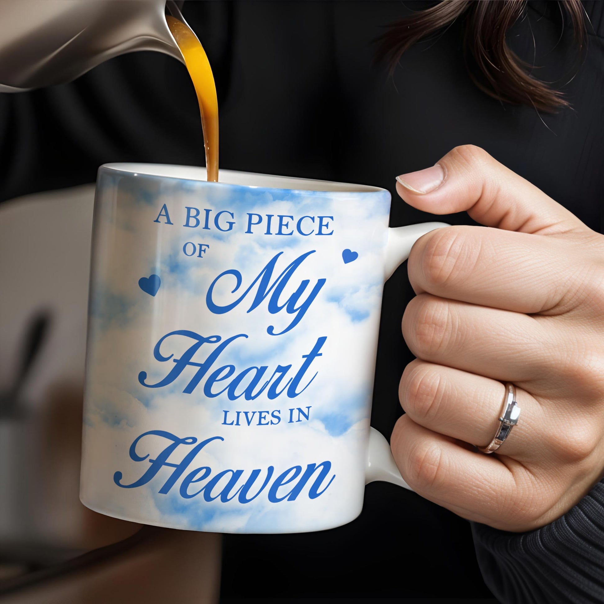 A Big Piece Of My Heart Lives In Heaven With Clouds And Hearts