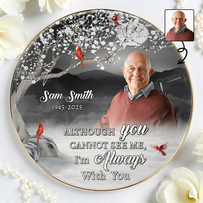 Always With You Memorial Ceramic Dish With Cardinal Birds