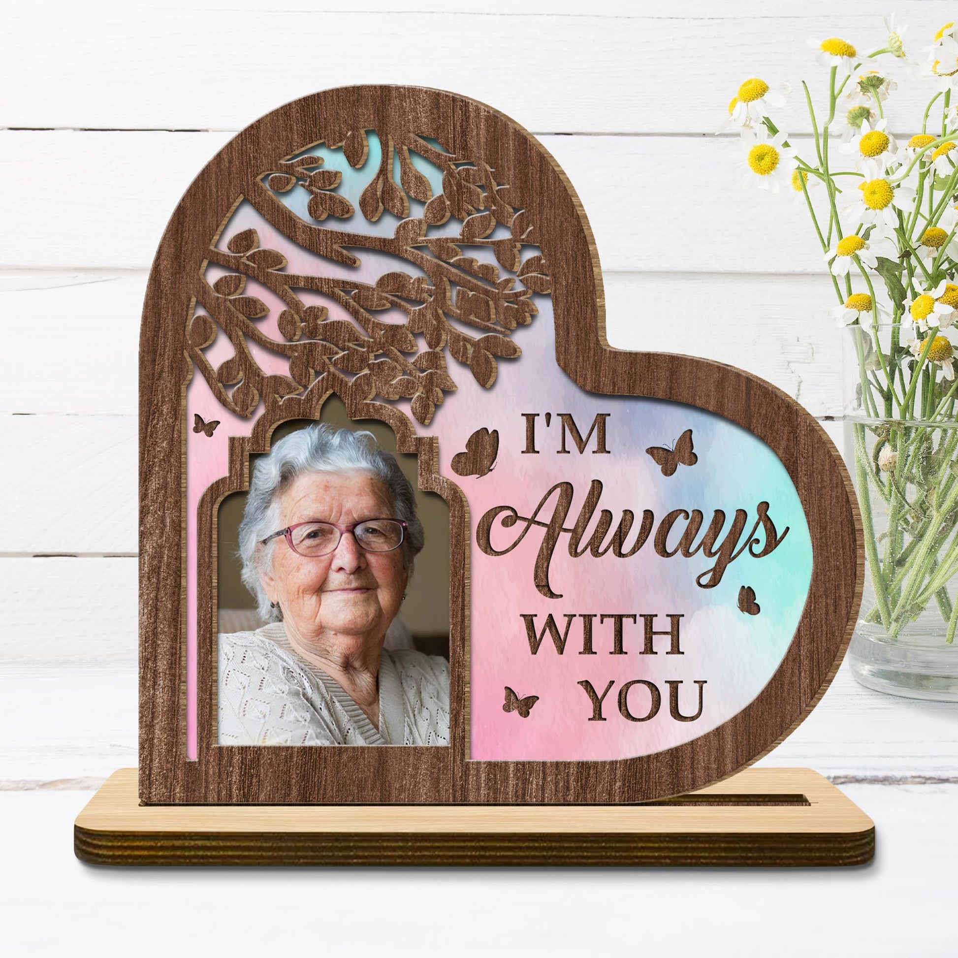 I'm Always With You Tree And Butterflies Heart Plaque