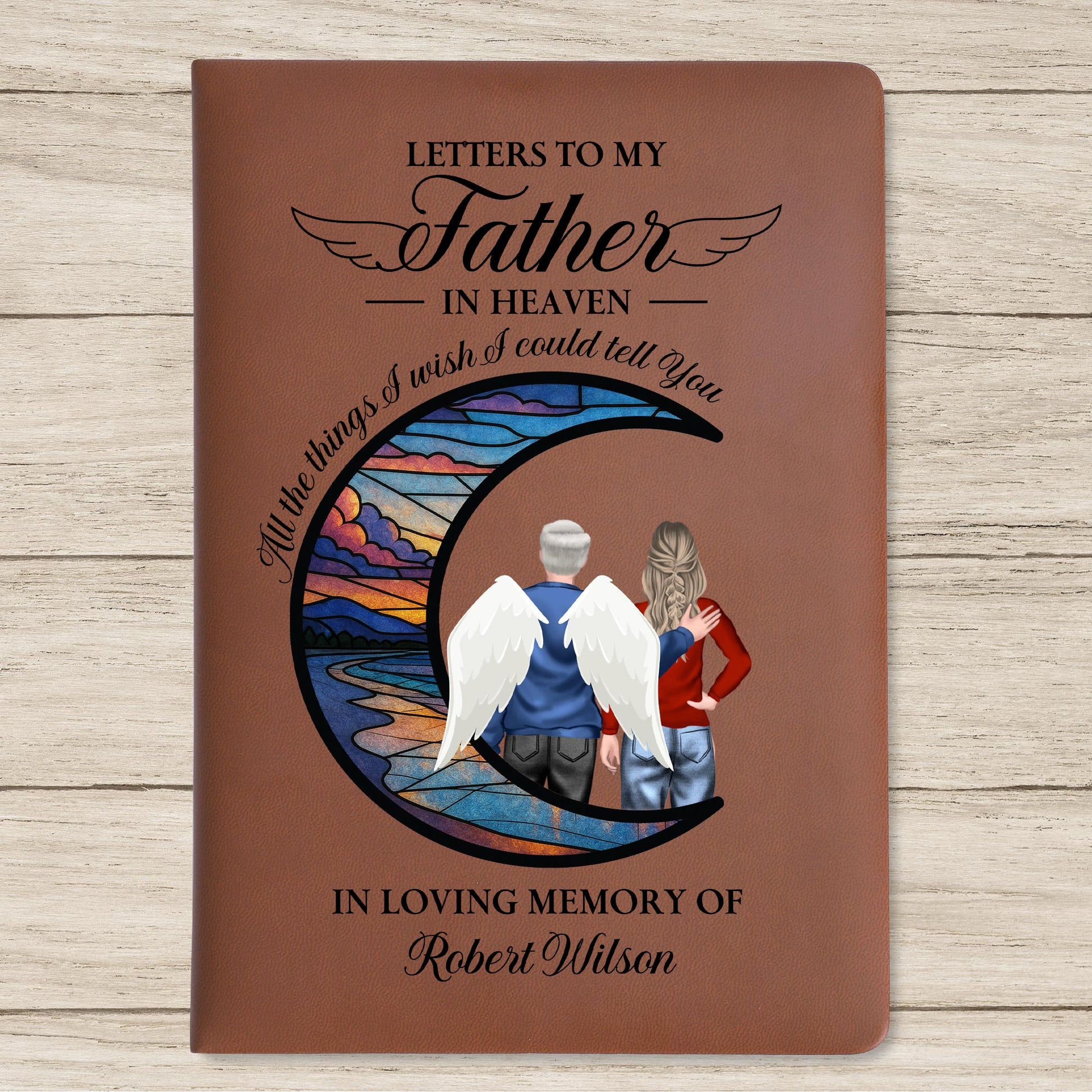 Letters To My Father In Heaven, Stained Glass And Wings Design