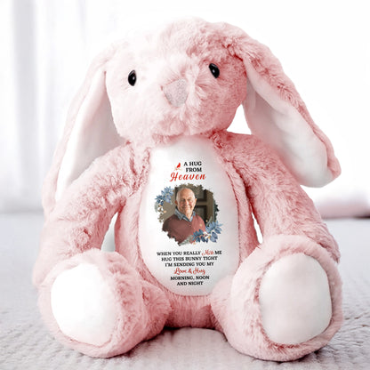 A Hug From Heaven, Bunny With Floral Pattern - Personalized Stuffed Bunny - HME178_BUN