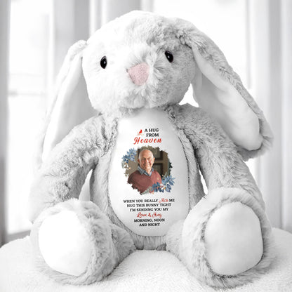 A Hug From Heaven, Bunny With Floral Pattern - Personalized Stuffed Bunny - HME178_BUN
