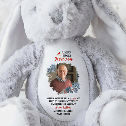 A Hug From Heaven, Bunny With Floral Pattern - Personalized Stuffed Bunny - HME178_BUN