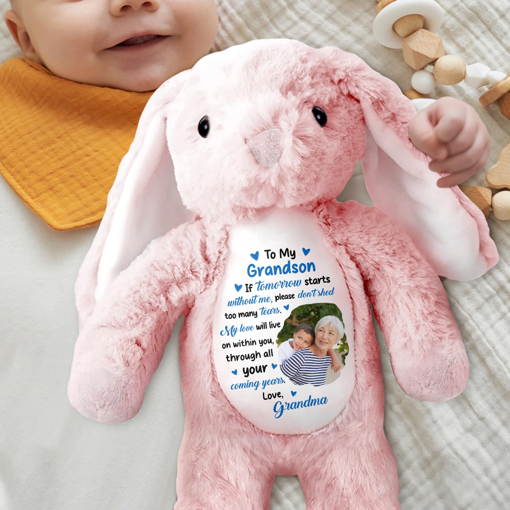 To My Grandson, If Tomorrow Starts Without Me, Stuffed Bunny and Photo Frames