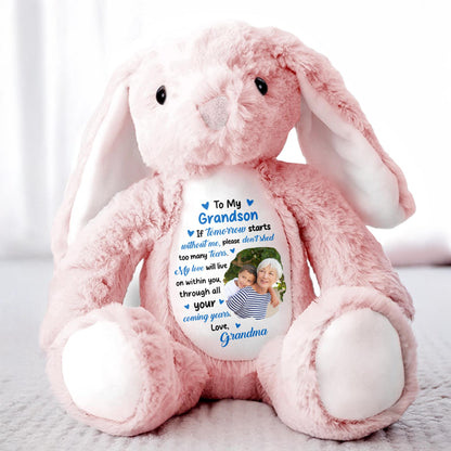 To My Grandson, If Tomorrow Starts Without Me, Stuffed Bunny and Photo Frames