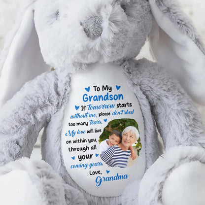 To My Grandson, If Tomorrow Starts Without Me, Stuffed Bunny and Photo Frames