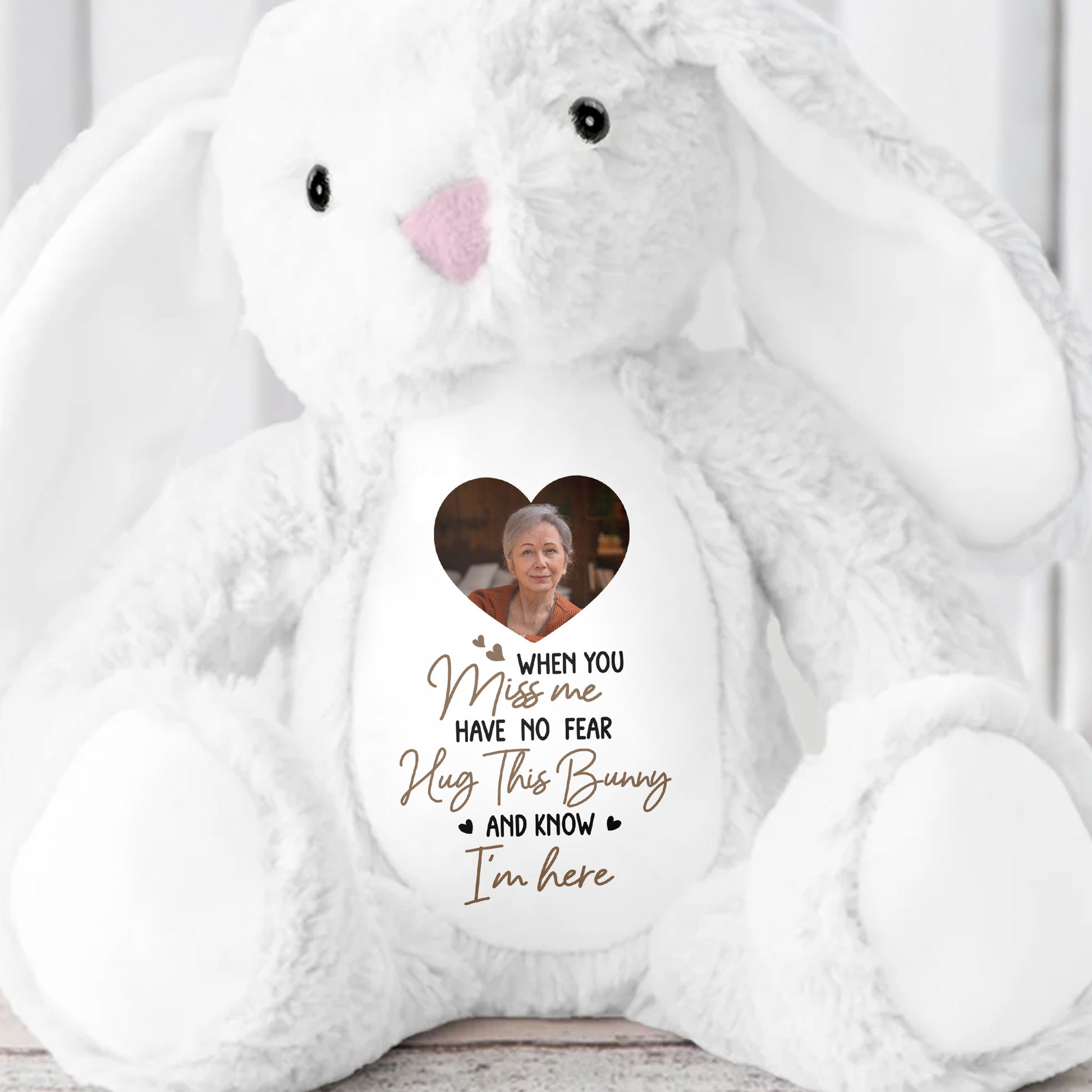 When You Miss Me, Hug This Bunny, Heart and Stuffed Bunny