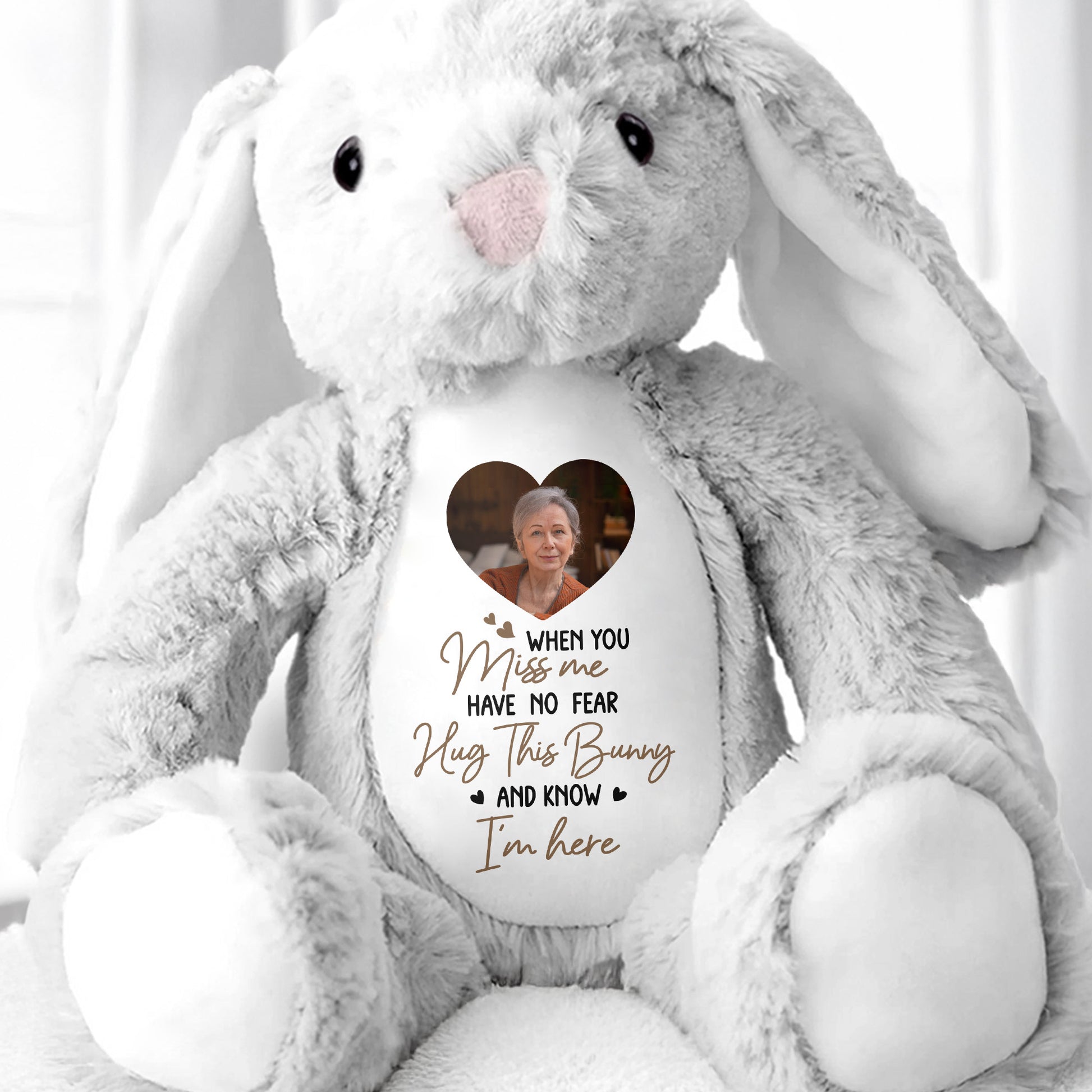 When You Miss Me, Hug This Bunny, Heart and Stuffed Bunny
