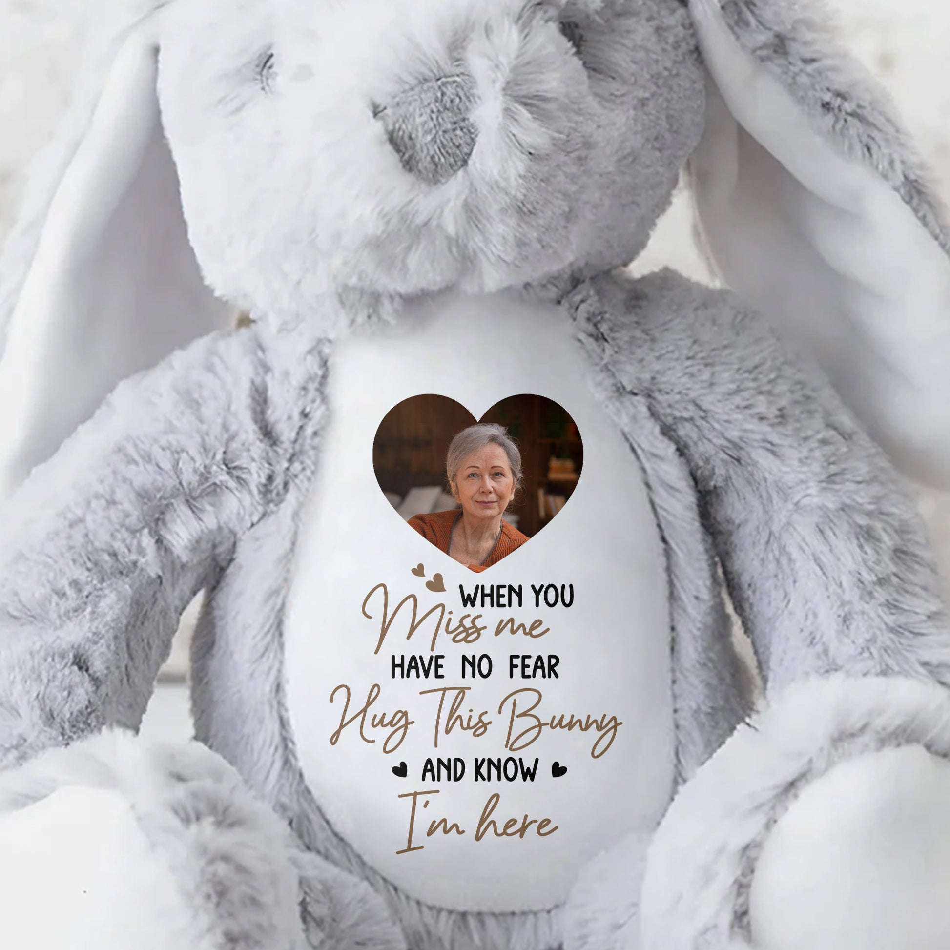 When You Miss Me, Hug This Bunny, Heart and Stuffed Bunny
