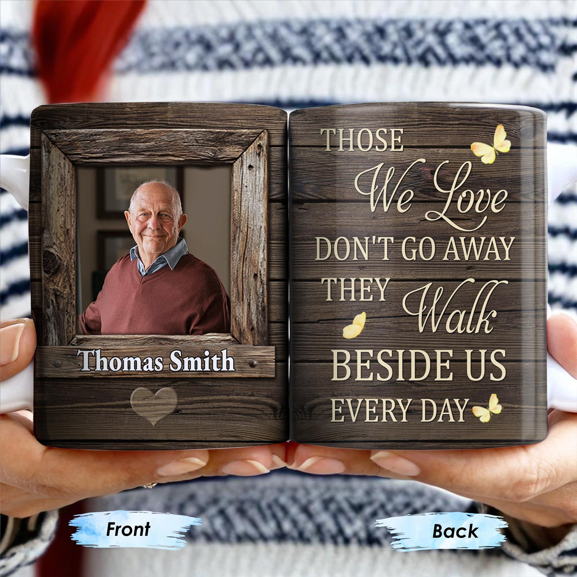 Those We Love Don't Go Away, Wooden Heart Butterfly Design