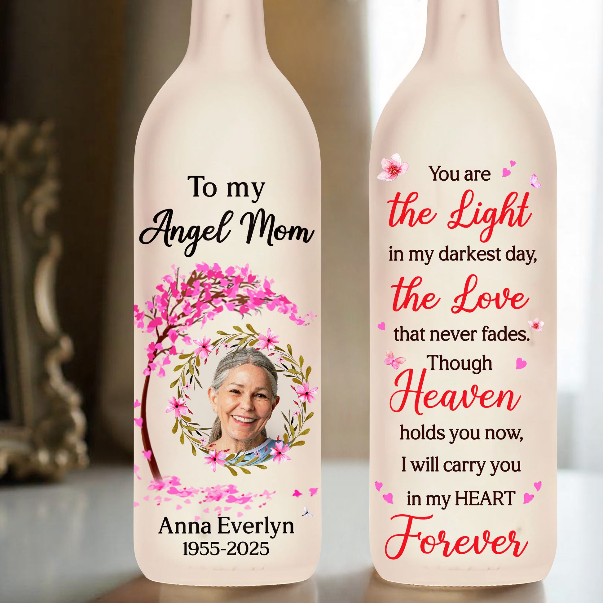 To My Angel Mom, You Are The Light In My Darkest Day, Flowers And Butterflies
