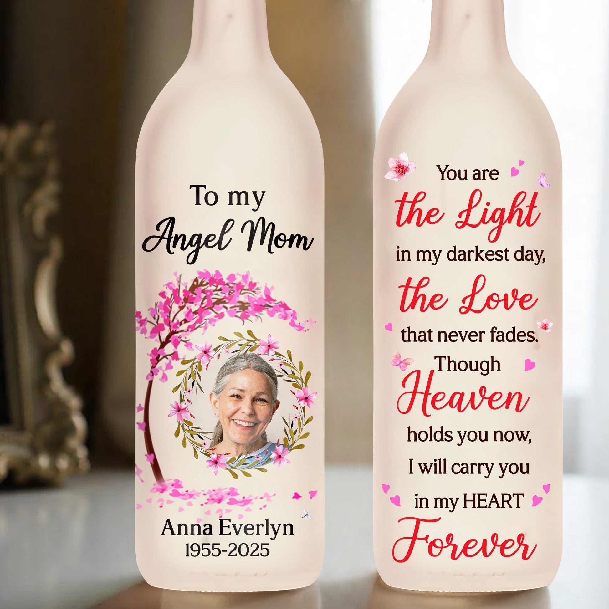 To My Angel Mom, You Are The Light In My Darkest Day, Flowers And Butterflies