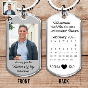 The Moment Your Heart Stopped, Mine Changed Forever, Keychain With Calendar And Heart - Personalized Custom Keychain - HME201_KCH