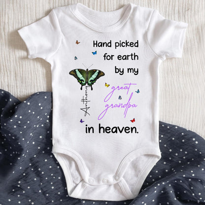 Hand Picked For Earth By My Great Grandpa In Heaven, Butterfly and Stars