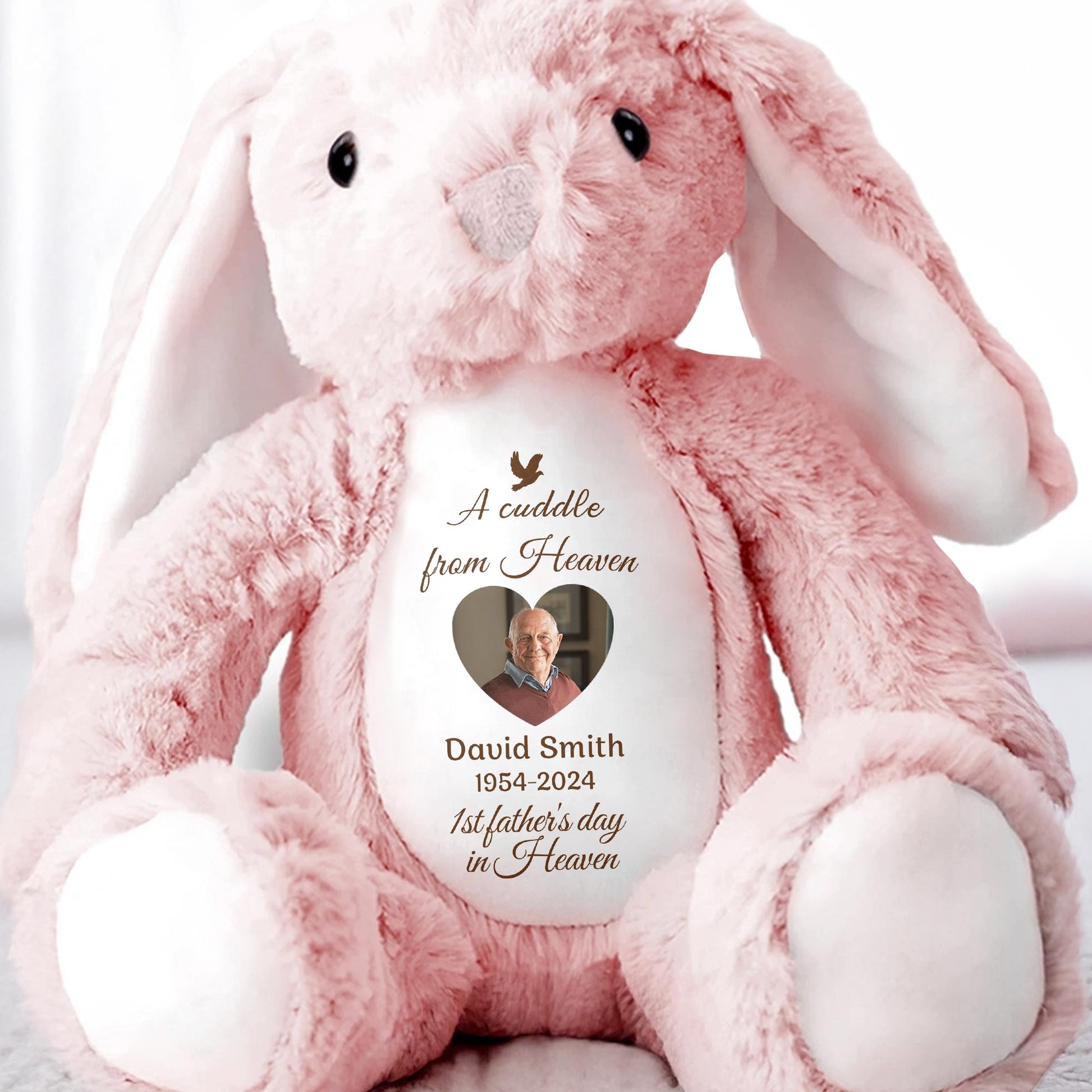 A Cuddle From Heaven, Stuffed Bunny and Dove